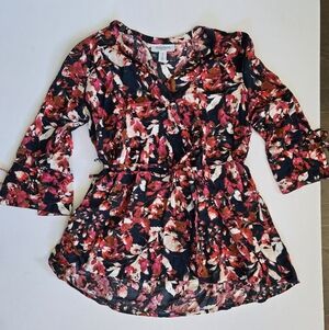 Motherhood Maternity floral flowy tie waist flutter sleeve size small